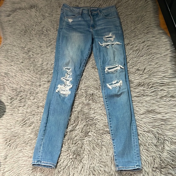 American Eagle Outfitters Denim - AEO Super Stretch X Destroyed Skinny Jeans